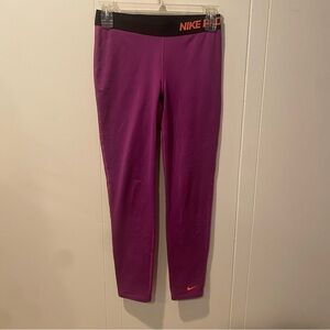 Nike Pro Magenta Leggings with Black Waistband